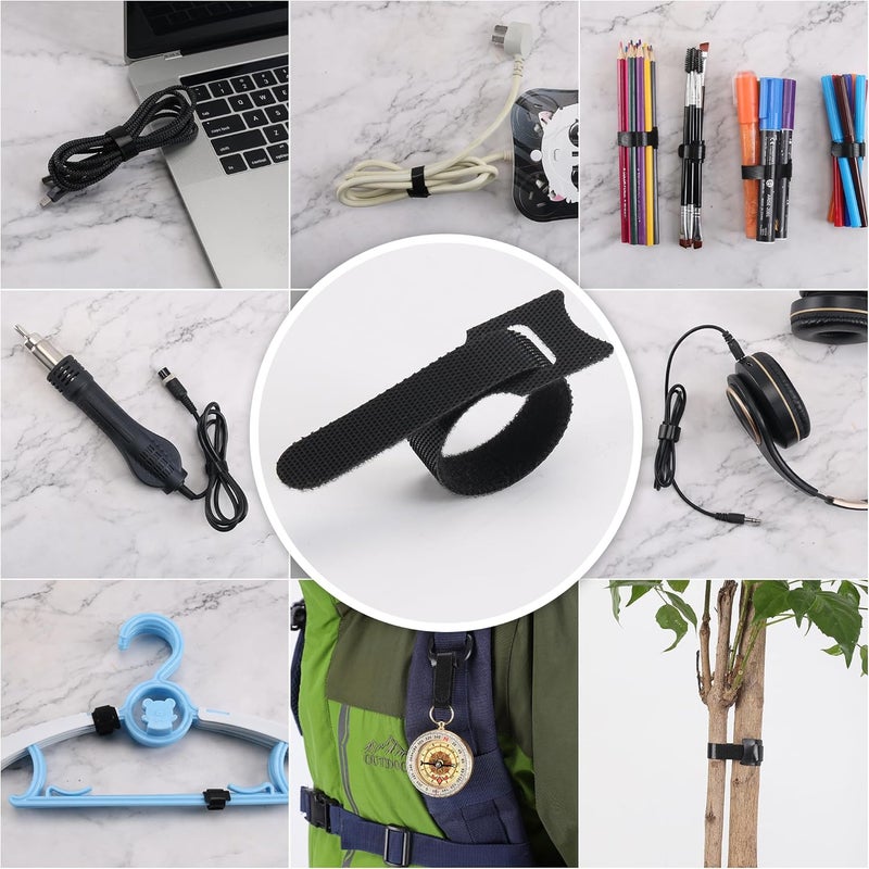 Nettbe Reusable Cable Ties, 126 PCS 6 Inches Adjustable Cord Straps Wire Organizer Cord Wrap and Hook Loop Cable Management - Image 3